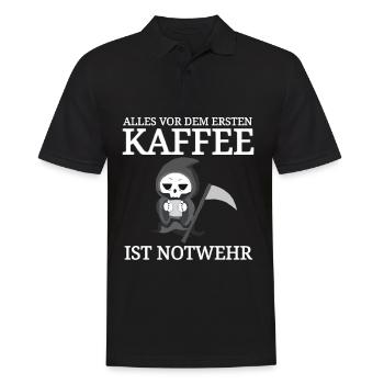 lustiger Kaffee Spruch Coffee Sprüche Cafe Tod - Männer Poloshirt - Schwarz - Vorne - Kai (181cm)