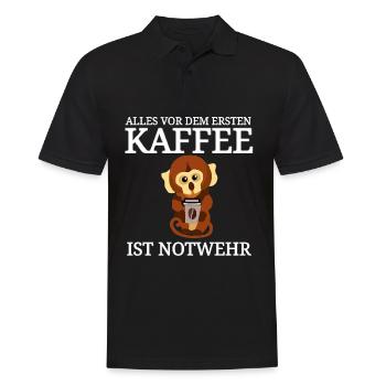 lustiger Kaffee Spruch Käffchen - Männer Poloshirt - Schwarz - Vorne - Kai (181cm)