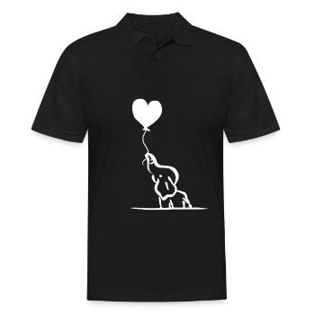 Baby Elefant süß Tierbaby Zoo Tier Elefanten Herz - Männer Poloshirt - Schwarz - Vorne - Kai (181cm)