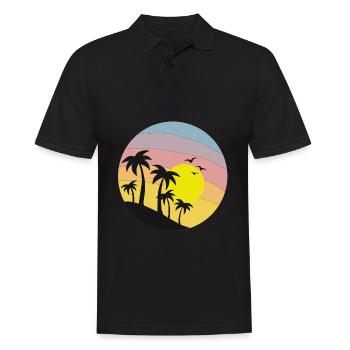 Île soleil plage palmier sable palmiers vacances arbre - Polo Homme - noir - Devant - Kai (181cm)