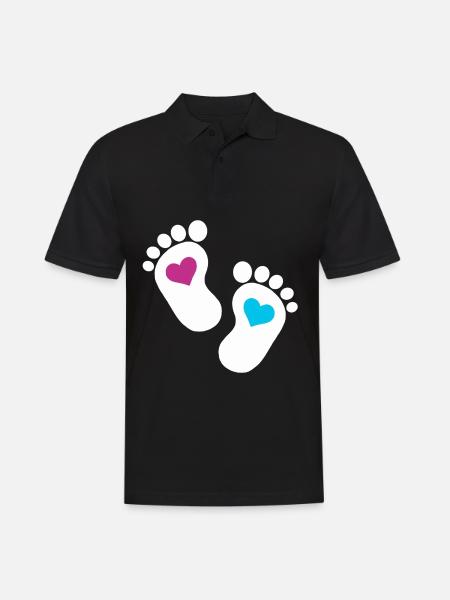 Bébé pieds parents enfant en bas âge fils enceinte - Polo Homme - noir