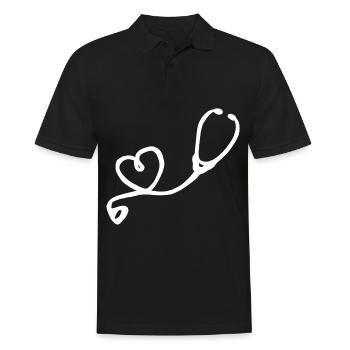 Médecin cœur médecin assistant médical femme médecin - Polo Homme - noir - Devant - Kai (181cm)