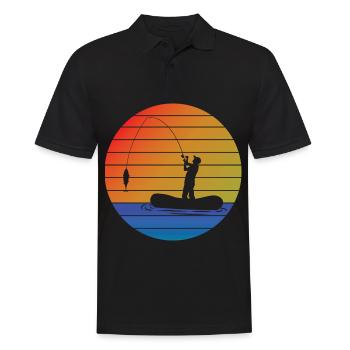 Pêcher pêcher rétro pêche pêche pêche - Polo Homme - noir - Devant - Kai (181cm)