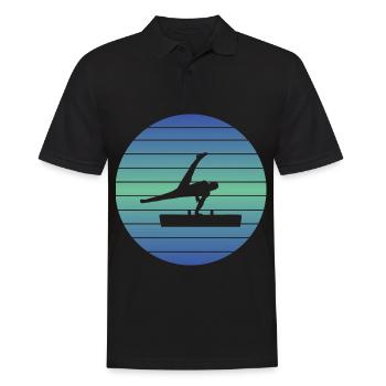 Turnen Bodenturnen Retro Geräteturnen Turnverein - Männer Poloshirt - Schwarz - Vorne - Kai (181cm)