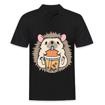 Bubble Tea Igel - Männer Poloshirt - Schwarz - Vorne - Kai (181cm)