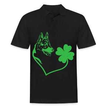 Deutscher Schäferhund Kleeblatt Herz Kleeblatt - Männer Poloshirt - Schwarz - Vorne - Kai (181cm)