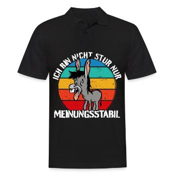 Ich bin nicht stur - nur meinungsstabil Esel - Männer Poloshirt - Schwarz - Vorne - Kai (181cm)