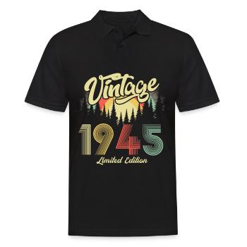 1945 Birthday Born in 1945 Retro Vintage - Men's Polo Shirt - black - Front - Kai (181cm)