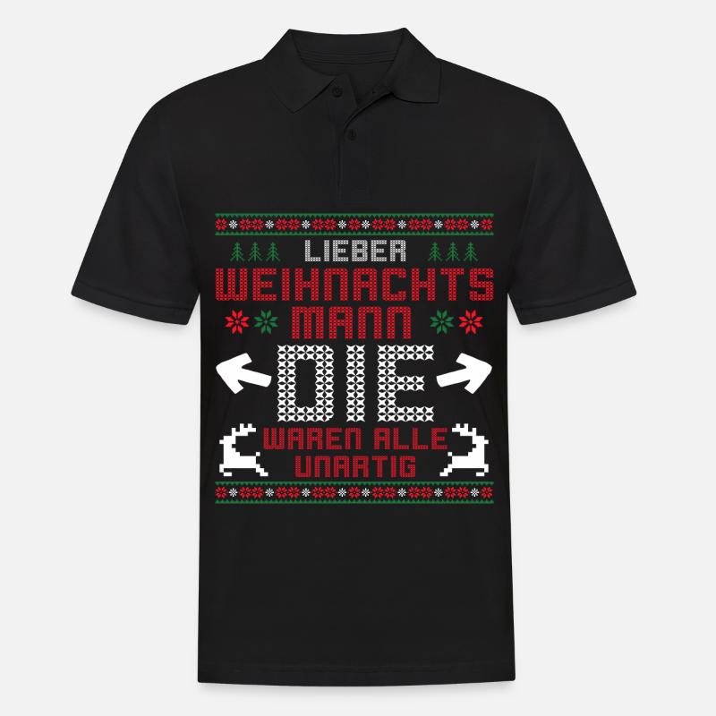 Weihnachtsmann Artig Unartig - Männer Poloshirt - Schwarz