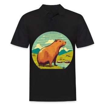 Wasserschwein - Männer Poloshirt - Schwarz - Vorne - Kai (181cm)