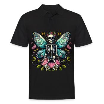 Skeleton Fairy with Flowers and Butterflies - Men's Polo Shirt - black - Front - Kai (181cm)