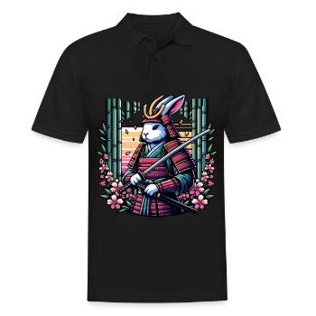 Lapin samouraï dans une forêt de bambous - Polo Homme - noir - Devant - Kai (181cm)