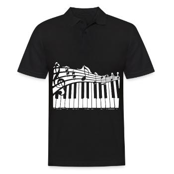 Klavier. Noten. Musik. Piano - Männer Poloshirt - Schwarz - Vorne - Kai (181cm)