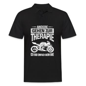 Motorrad Therapie - Männer Poloshirt - Schwarz - Vorne - Kai (181cm)