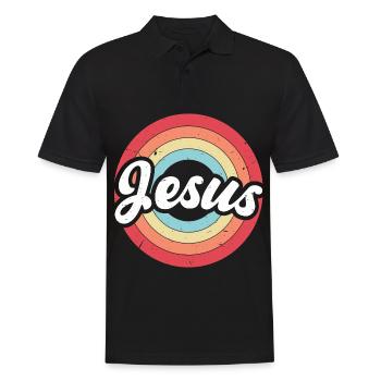 Jesus Vintage - Men's Polo Shirt - black - Front - Kai (181cm)