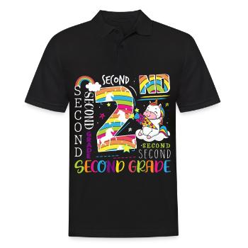 2. Klasse Einhorn - Männer Poloshirt - Schwarz - Vorne - Kai (181cm)