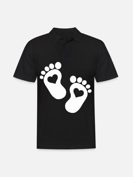 Bébé coeur parents enceintes bébé pieds mignon - Polo Homme - noir