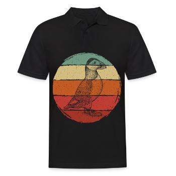 Papageientaucher Retro - Männer Poloshirt - Schwarz - Vorne - Kai (181cm)