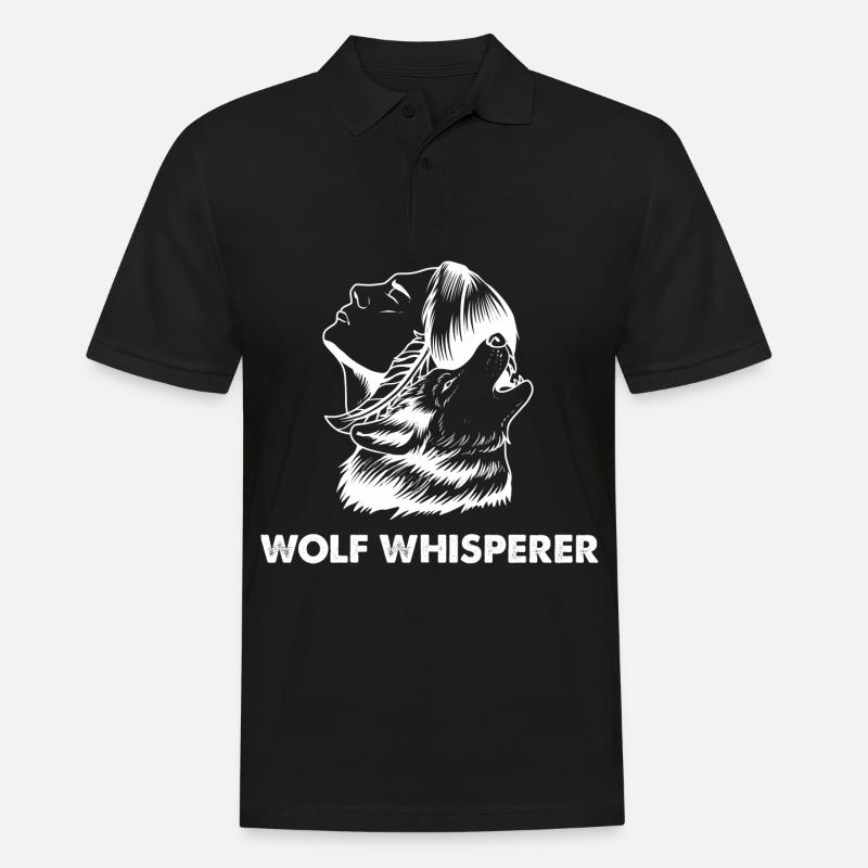Wolf - Männer Poloshirt - Schwarz