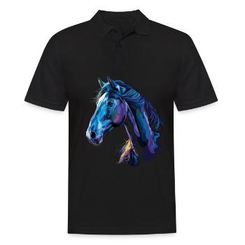 Cheval sur fond noir - Polo Homme - noir - Devant - Kai (181cm)