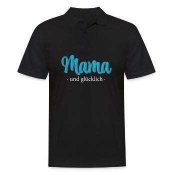 Mom and Happy - Embroidery Effect - Men's Polo Shirt - black - Front - Kai (181cm)