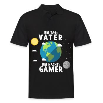 Am Tag Vater Bei Nacht Zocker Gaming Vatertag - Männer Poloshirt - Schwarz - Vorne - Kai (181cm)