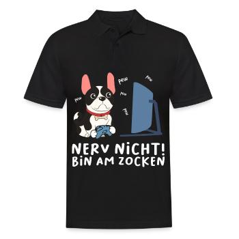 Bin am Zocken Gaming Wiesel - Männer Poloshirt - Schwarz - Vorne - Kai (181cm)