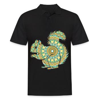 Mandala Eichhörnchen Geometrisches Muster Kunst - Männer Poloshirt - Schwarz - Vorne - Kai (181cm)