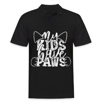 mes enfants ont des pattes - Drôles de dictons de chat - Polo Homme - noir - Devant - Kai (181cm)