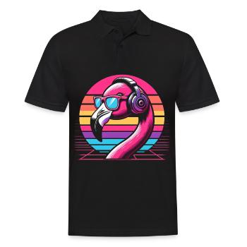 Flamingo Techno Musique - Polo Homme - noir - Devant - Kai (181cm)