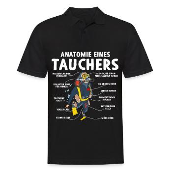 Anatomie eines Tauchers - Männer Poloshirt - Schwarz - Vorne - Kai (181cm)