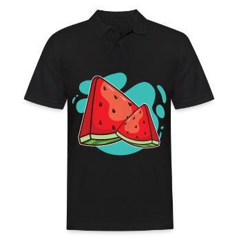 Wassermelone - Männer Poloshirt - Schwarz - Vorne - Kai (181cm)