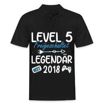 Level 5 Jahre Geburtstagsshirt Gamer 2018 - Männer Poloshirt - Schwarz - Vorne - Kai (181cm)