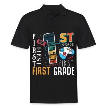 1. Klasse Gaming Schulkind - Männer Poloshirt - Schwarz - Vorne - Kai (181cm)