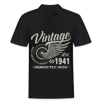 Vintage 1941 Year of birth 83 Birthday 83 Vintage - Men's Polo Shirt - black - Front - Kai (181cm)