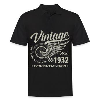 Vintage 1932 Year of birth 88 Birthday 88 Vintage - Men's Polo Shirt - black - Front - Kai (181cm)