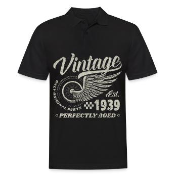 Vintage 1939 Year of birth 85 Birthday 85 Vintage - Men's Polo Shirt - black - Front - Kai (181cm)