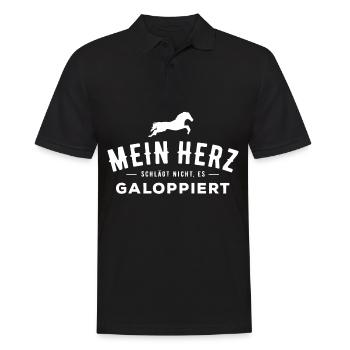 Reiten Pferd Pony Galopp Ausritt Herz Sattel - Männer Poloshirt - Schwarz - Vorne - Kai (181cm)