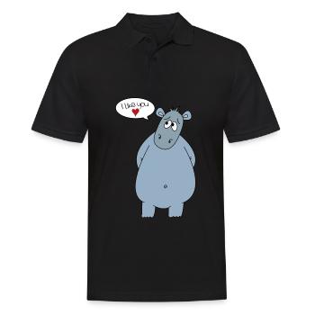 Freunde Hippo Flusspferd Nilpferd Geschenk Herz - Männer Poloshirt - Schwarz - Vorne - Kai (181cm)
