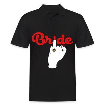 Braut Heirat Hochzeit Mittelfinger - Männer Poloshirt - Schwarz - Vorne - Kai (181cm)
