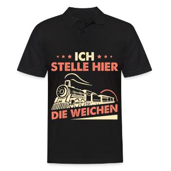 Ich Stelle Hier Die Weichen - Männer Poloshirt - Schwarz - Vorne - Kai (181cm)