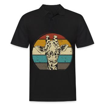 Giraffe retro vintag Zoo Afrika Safari - Männer Poloshirt - Schwarz - Vorne - Kai (181cm)