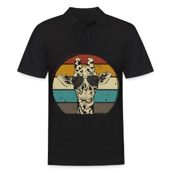 Giraffe retro vintag Zoo Afrika Safari - Männer Poloshirt - Schwarz - Vorne - Kai (181cm)