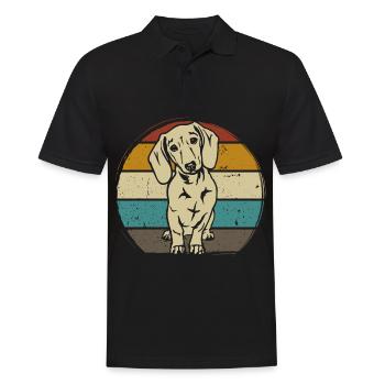 Dachshund Breed Dachshund Teckel 70s 80s retro - Men's Polo Shirt - black - Front - Kai (181cm)