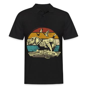 Motif allemand de chasseur de chien à poil de fil - Polo Homme - noir - Devant - Kai (181cm)