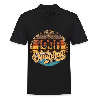 1990 Anniversaire né en 1990 Retro Vintage - Polo Homme - noir - Devant - Kai (181cm)