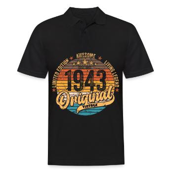 1943 Anniversaire né en 1943 Retro Vintage - Polo Homme - noir - Devant - Kai (181cm)