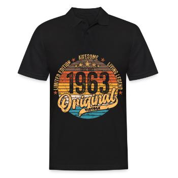 1963 Anniversaire né en 1963 Retro Vintage - Polo Homme - noir - Devant - Kai (181cm)