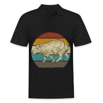 Capybara Wasserschwein retro Nagetier Tier lustig - Männer Poloshirt - Schwarz - Vorne - Kai (181cm)