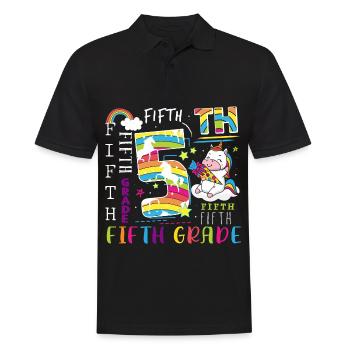 5. Klasse Einhorn Schulkind - Männer Poloshirt - Schwarz - Vorne - Kai (181cm)